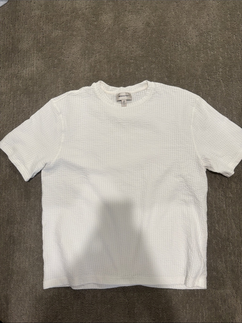 White waffle-weave Short Sleeve Crew - Industry+